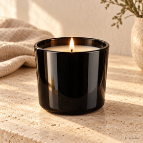Glass candle container 70836, black glossy, 310 ml, set of 100