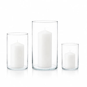 Wazon szklany cylinder przezroczysty zestaw 3 szt. 30-21-15 cm