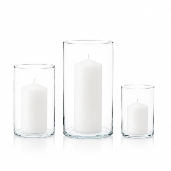 Wazon szklany cylinder przezroczysty zestaw 3 szt. 30-21-15 cm