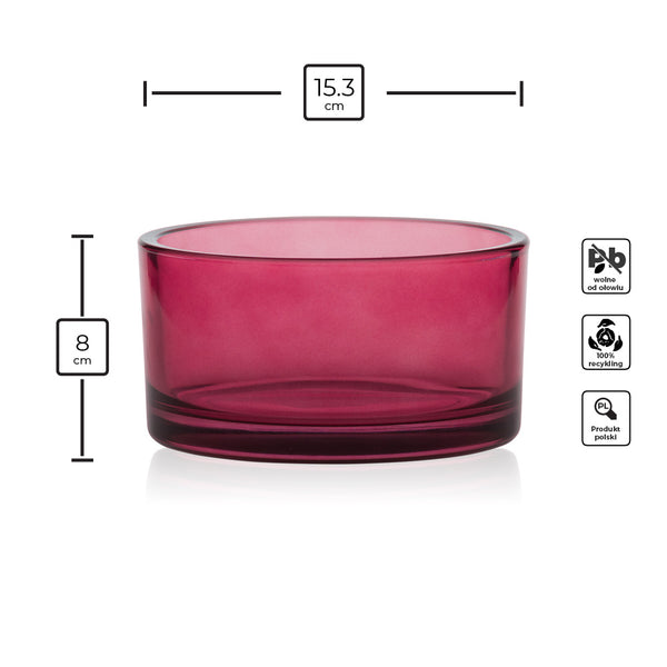 Miska szklana bordo transparent szer 15 cm 820 ml