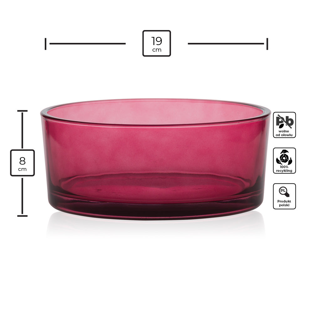 Miska szklana bordo transparent szer 19 cm 1430 ml