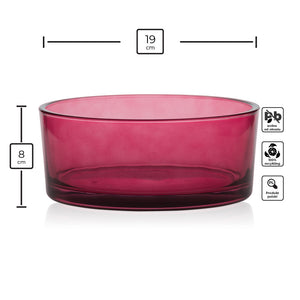 Miska szklana bordo transparent szer 19 cm 1430 ml