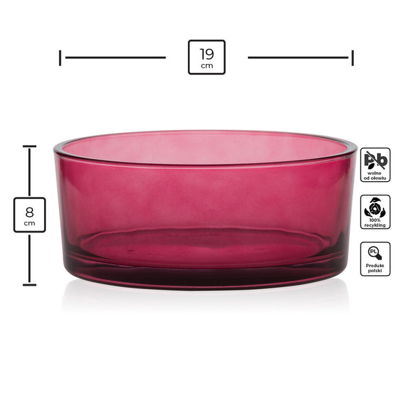 Miska szklana bordo transparent szer 19 cm 1430 ml