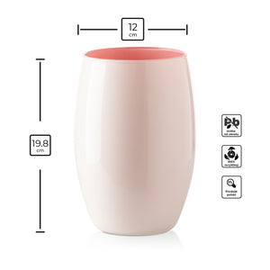Wazon szklany DUO kremowo różowy 20 cm