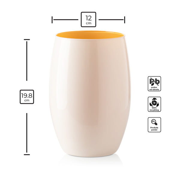 Wazon szklany DUO kremowo żółty 20 cm