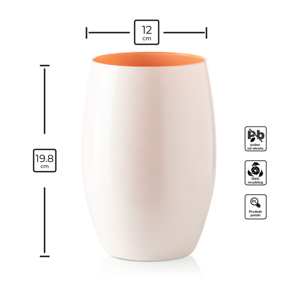 Wazon szklany DUO kremowo pomarańczowy 20 cm