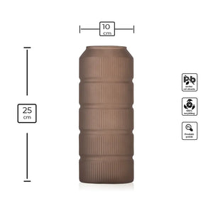 Decorative brown satin ribbed glass vase H25 cm