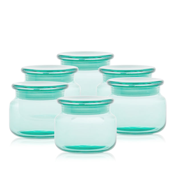 Szklany pojemnik z pokrywką do zalewu LUMINA 420 ml zielony transparent 35531 kpl 6 szt