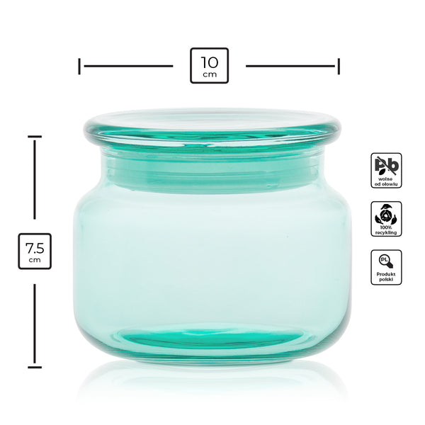 Szklany pojemnik z pokrywką do zalewu LUMINA 420 ml zielony transparent 35531 kpl 6 szt