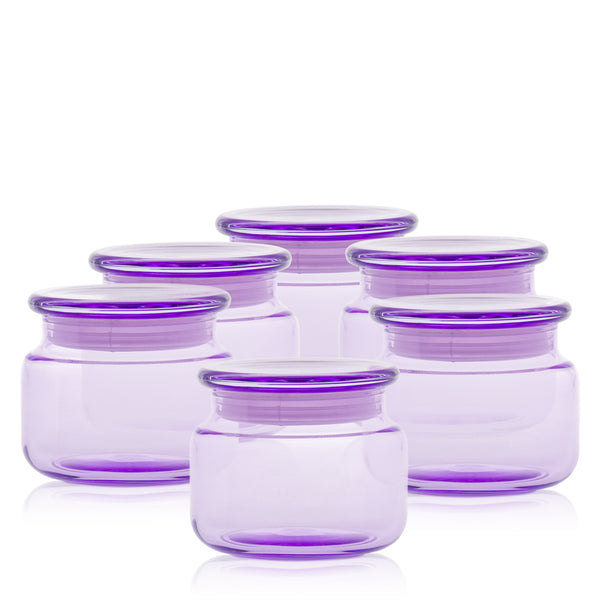 Szklany pojemnik z pokrywką do zalewu LUMINA 420 ml fioletowy transparent 35531 kpl 6 szt