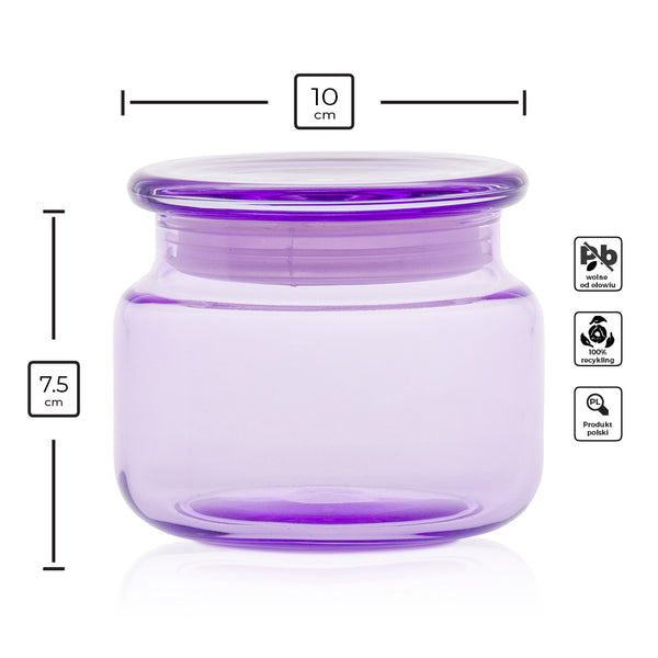 Szklany pojemnik z pokrywką do zalewu LUMINA 420 ml fioletowy transparent 35531 kpl 6 szt