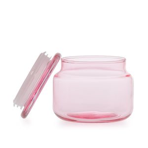 Szklany pojemnik z pokrywką do zalewu LUMINA 420 ml różowy transparent 35531 kpl 6 szt