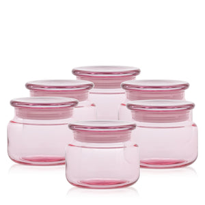 Szklany pojemnik z pokrywką do zalewu LUMINA 420 ml różowy transparent 35531 kpl 6 szt