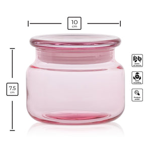 Szklany pojemnik z pokrywką do zalewu LUMINA 420 ml różowy transparent 35531 kpl 6 szt