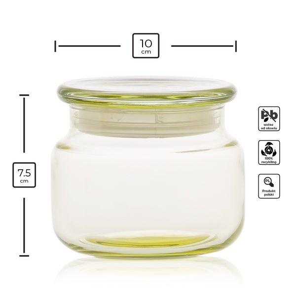 Szklany pojemnik z pokrywką do zalewu LUMINA 420 ml żółty transparent 35531 kpl 6 szt