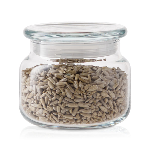 Pojemnik szklany do przechowywania PURE z korkiem szklanym 7,5 cm z ziarnami słonecznika