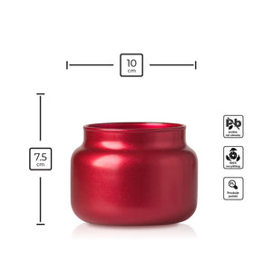 Szklany pojemnik do zalewu 420 ml czerwony metalik infografika