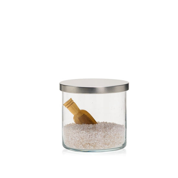 Pojemnik szklany do przechowywania PURE HOME z pokrywką metalową 10 cm