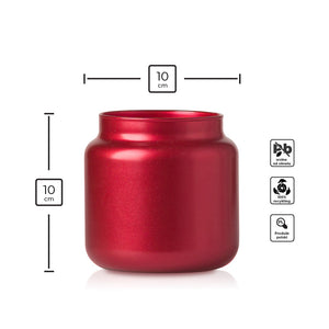 Szklany pojemnik do zalewu 600 ml czerwony metalik infografika