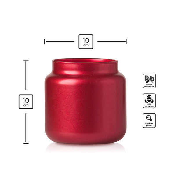 Szklany pojemnik do zalewu 600 ml czerwony metalik infografika