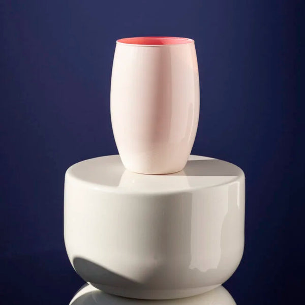 Wazon szklany DUO kremowo różowy 20 cm