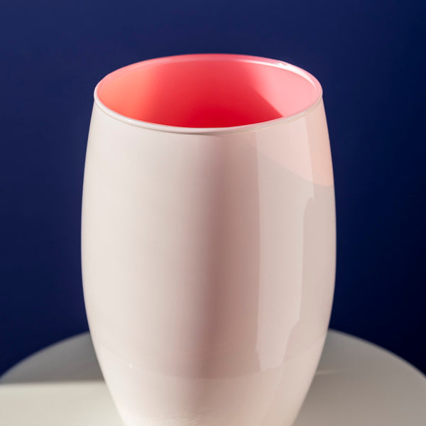 Wazon szklany DUO kremowo różowy 20 cm