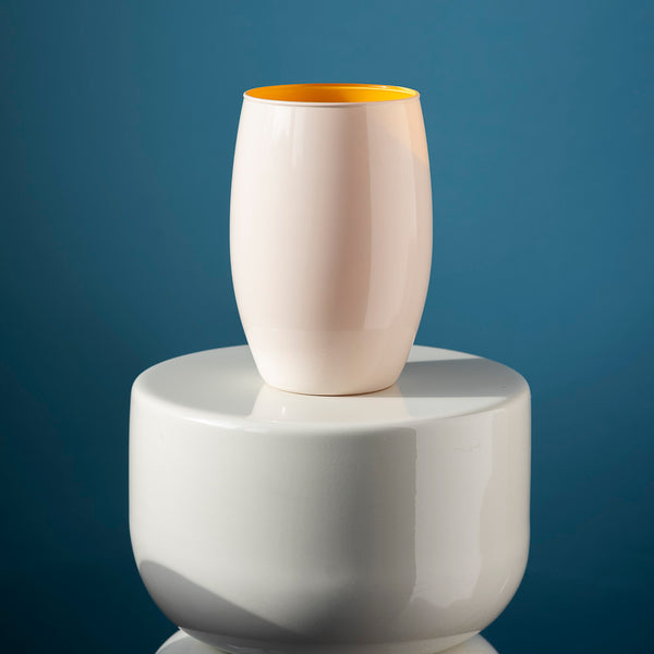 Wazon szklany DUO kremowo żółty 20 cm