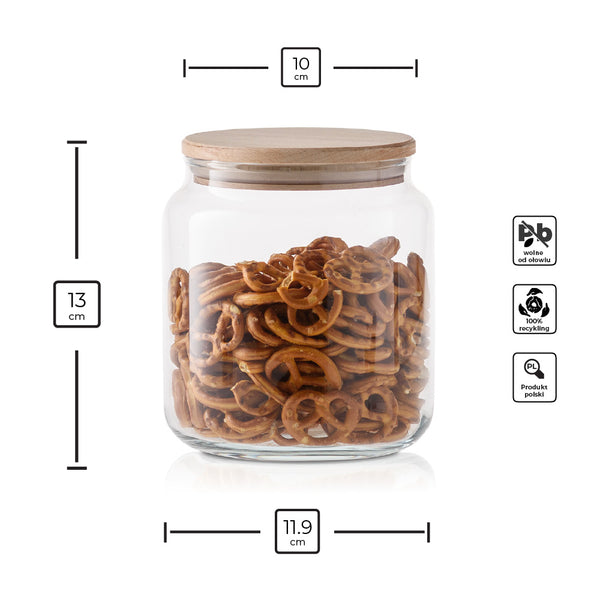 niski pojemnik szklany z pokrywką infografika produktu