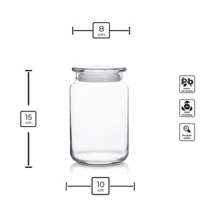 Infografika - zestaw pojemników szklanych PURE 15cm