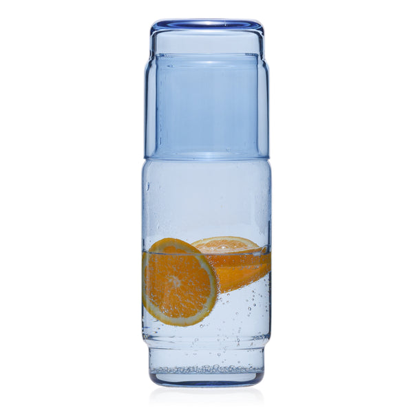 Karafka szklana gładka CRISTAL COLOR błękit 1 l