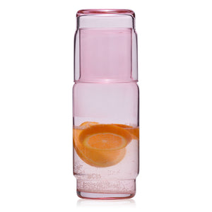Karafka szklana gładka CRISTAL COLOR róż 1 l