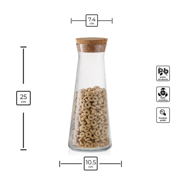 karafka szklana z dziubkiem z pokrywką infografika produktu