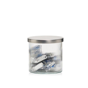 Pojemnik szklany ryflowany do przechowywania PURE HOME z pokrywką metalową 10 cm