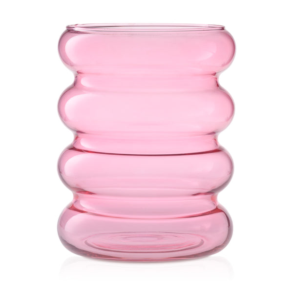 Wazon szklany na kwiaty i dekoracje różowy transparent 24 cm