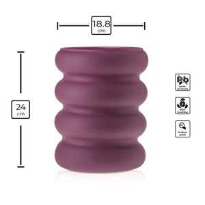 Wazon szklany na kwiaty i dekoracje śliwkowy soft touch 24 cm