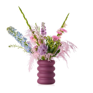 Wazon szklany na kwiaty i dekoracje śliwkowy soft touch 24 cm