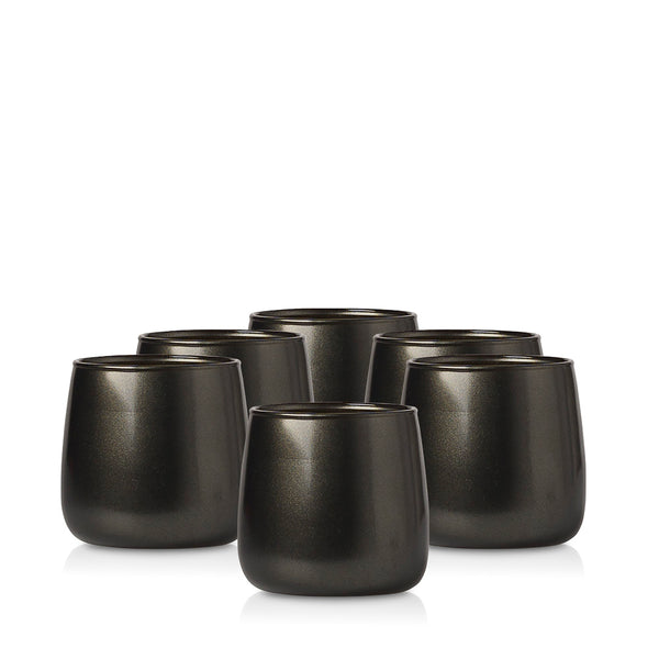 Szklany pojemnik do zalewu 250 ml czarny metalik 38411 kpl 6 szt.