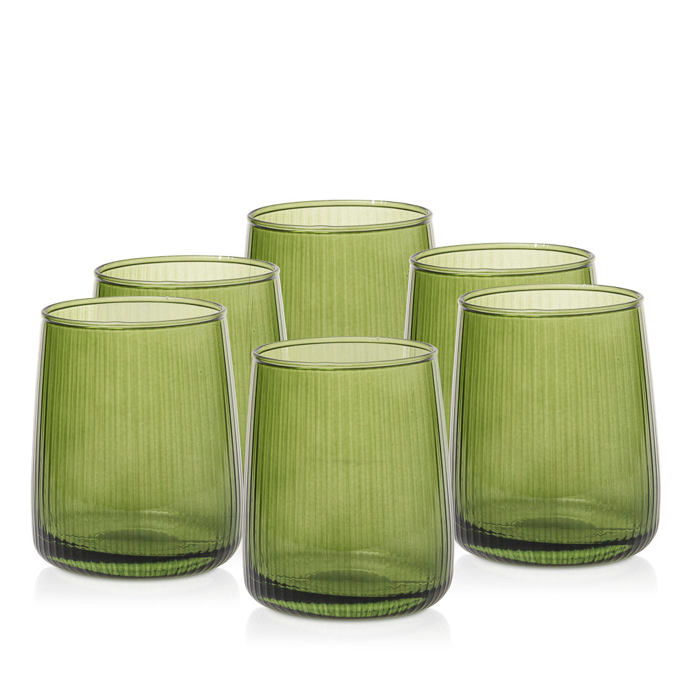 Szklanki ryflowane zielony transparent 330 ml 6 szt
