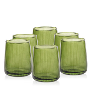 Szklanki ryflowane zielony transparent 330 ml 6 szt