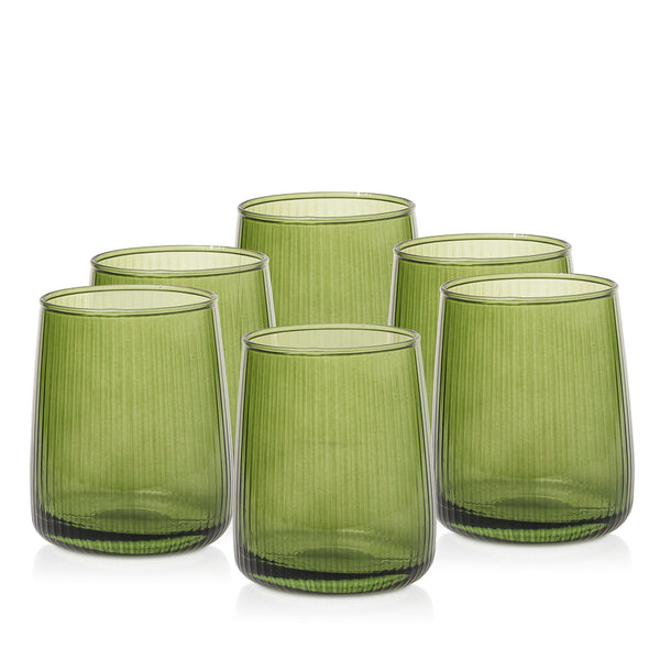 Szklanki ryflowane zielony transparent 330 ml 6 szt