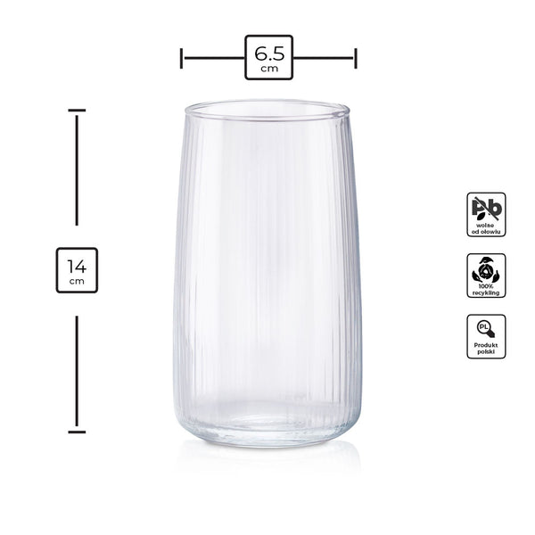 Szklanka ryflowana wysoka 500 ml kpl 6 szt.