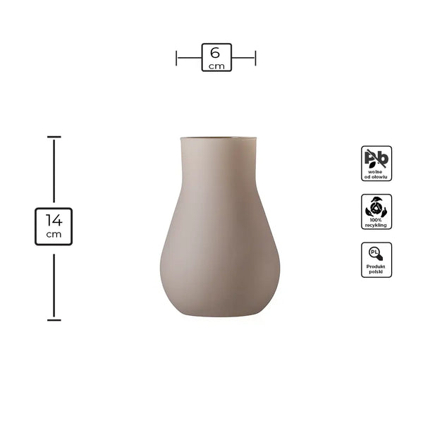 Wazon szklany dekoracyjny SOFT BEIGE beż mat H14 cm
