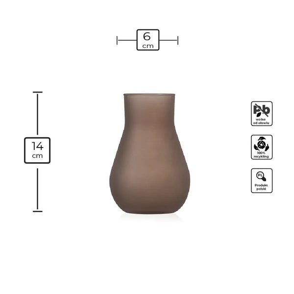 Decorative brown satin glass vase H14 cm