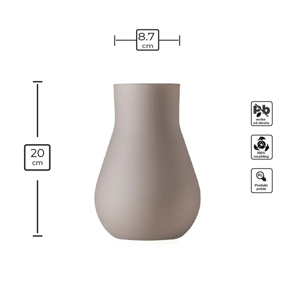 Wazon szklany dekoracyjny SOFT BEIGE beż mat H20 cm
