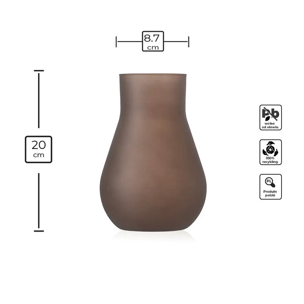 Wazon szklany dekoracyjny brązowa satyna H20 cm
