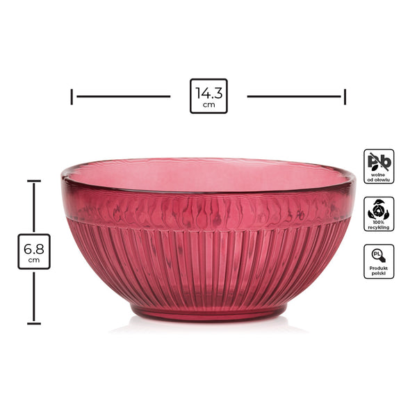 Salaterka miska szklana bordo transparent 655 ml kpl 6 szt