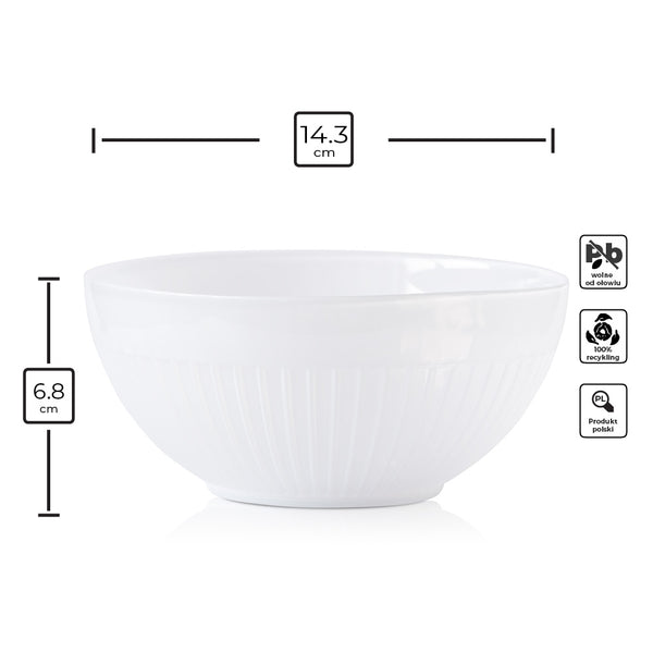 Salaterka miska szklana ELEGANCE biała 655 ml kpl 6 szt