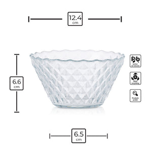 Elegancka miska szklana 385 ml - mała - infografika