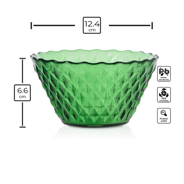Elegancka mała miska szklana zielony transparent 6,5 cm 385 ml