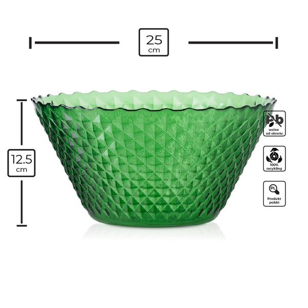 Elegancka duża miska szklana zielony transparent 125,5 cm 3260 ml